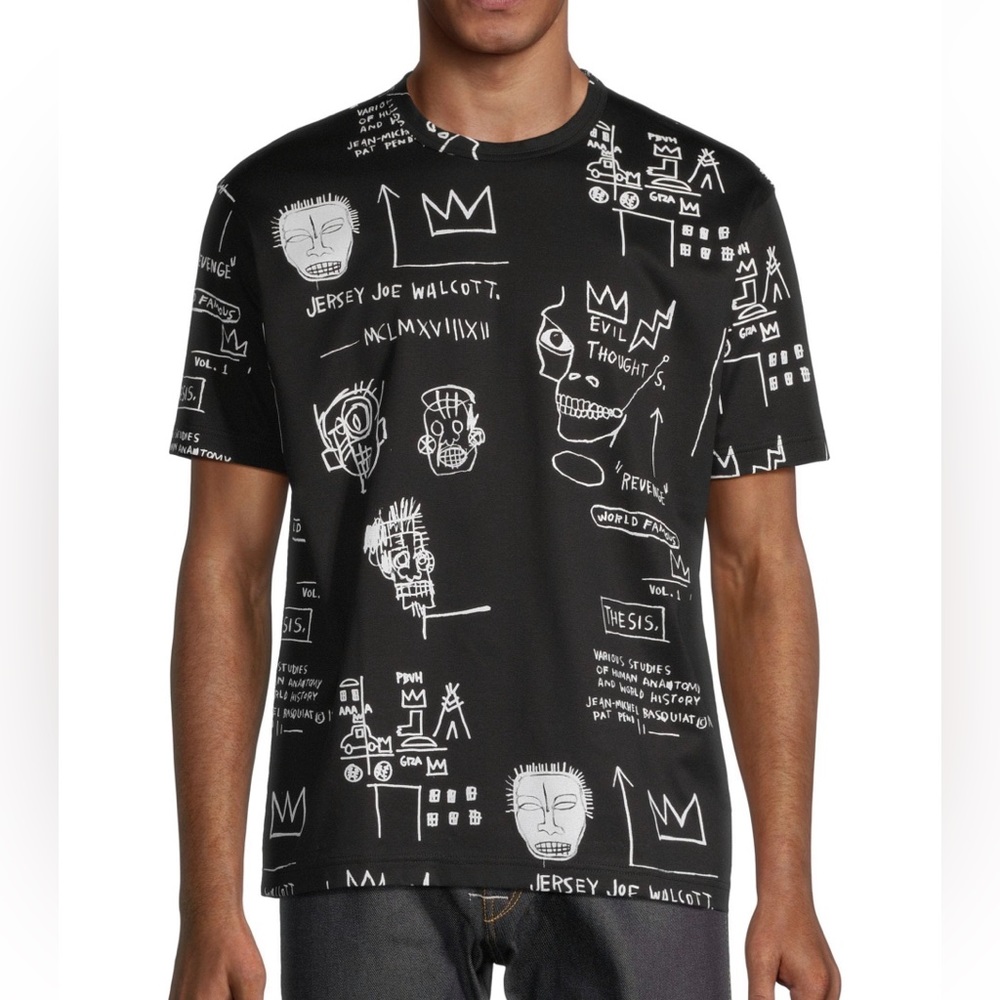 JUNYA WATANABE x basquiat graphic cotton T-shirt black & white size medium new